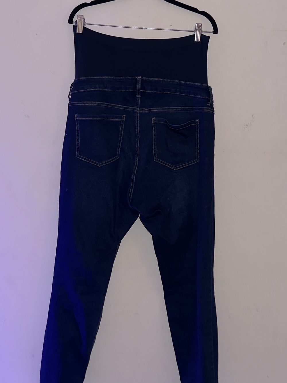 Time and Tru Dark Blue Slim Straight Jeans with Black Stretch Waistband